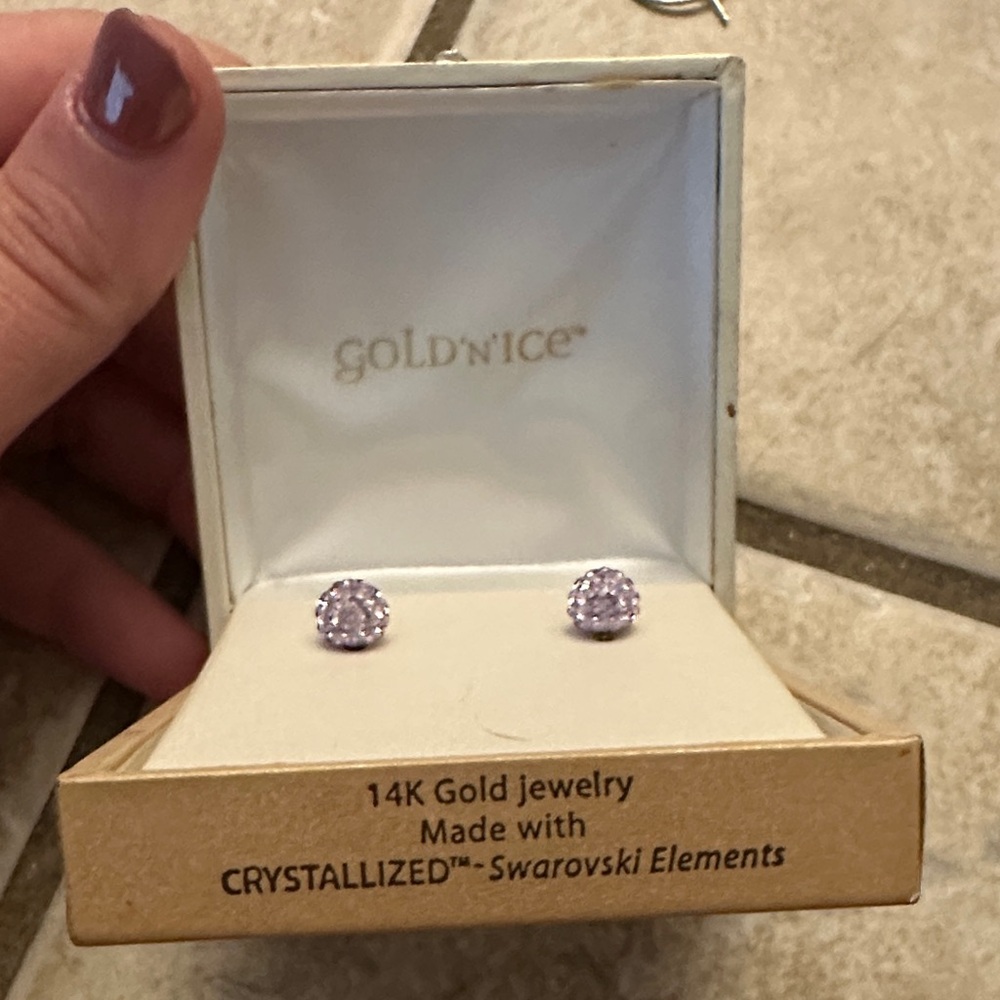 Swarovski Purple Stud Earrings - Picture 2 of 2